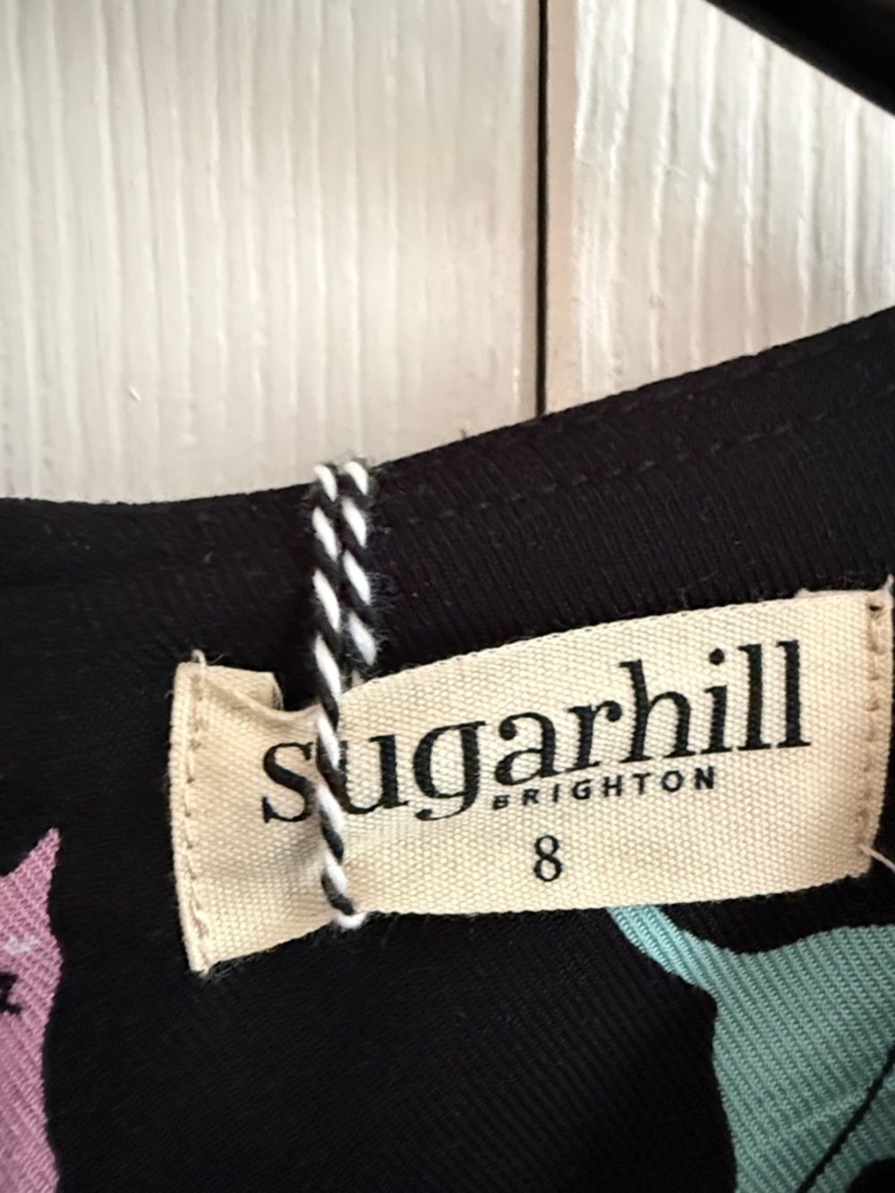 Black Cats Print Shift Dress with Pastel Accents - Picture 2 of 6